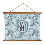 Sea-blue Seashells Wall Hanging Tapestry - Wide (Personalized)