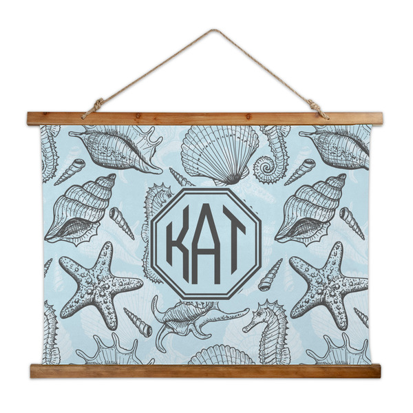 Custom Sea-blue Seashells Wall Hanging Tapestry - Wide (Personalized)