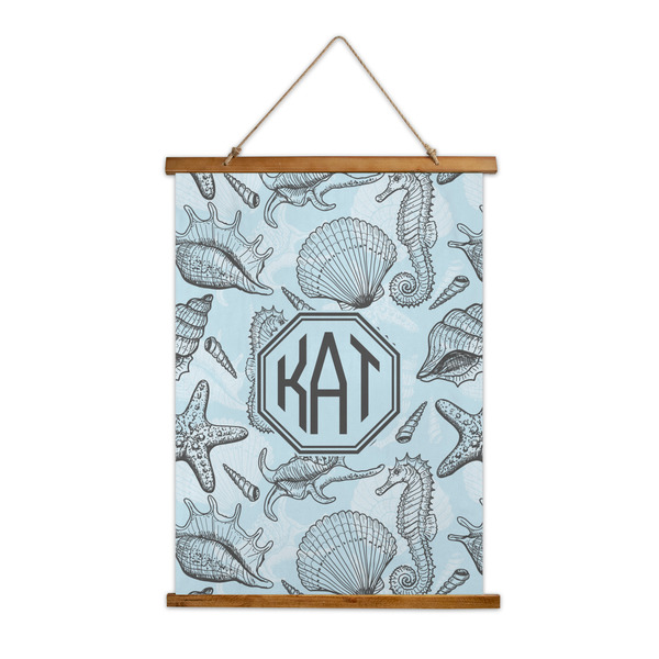 Custom Sea-blue Seashells Wall Hanging Tapestry - Tall (Personalized)