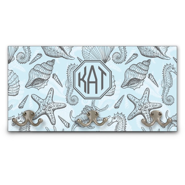 Custom Sea-blue Seashells Wall Mounted Coat Rack (Personalized)