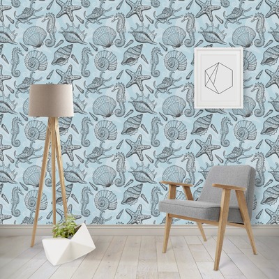 Sea-blue Seashells Wallpaper & Surface Covering