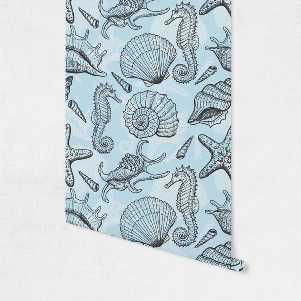 Sea-blue Seashells Wallpaper on Wall