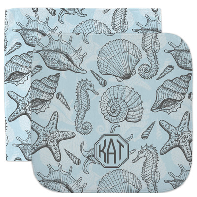 Sea-blue Seashells Facecloth / Wash Cloth (Personalized)