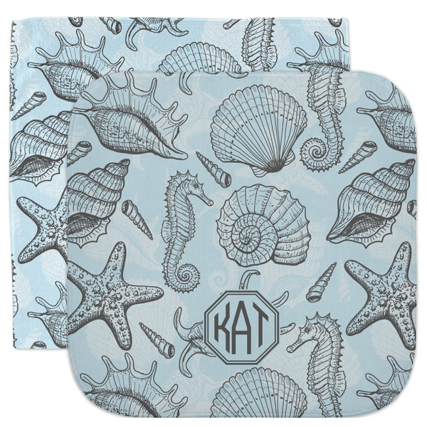 Custom Sea-blue Seashells Facecloth / Wash Cloth (Personalized)