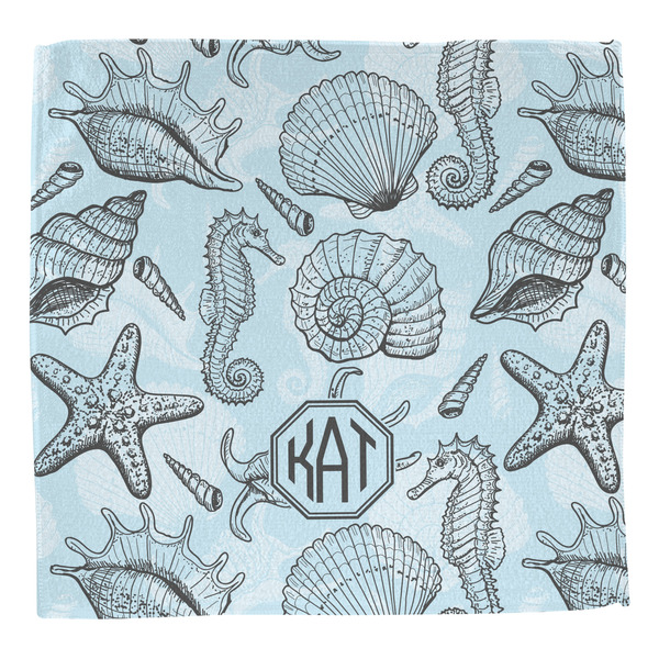 Sea-blue Seashells Washcloth - Front - No Soap