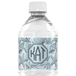 Sea-blue Seashells Water Bottle Labels - Custom Sized (Personalized)
