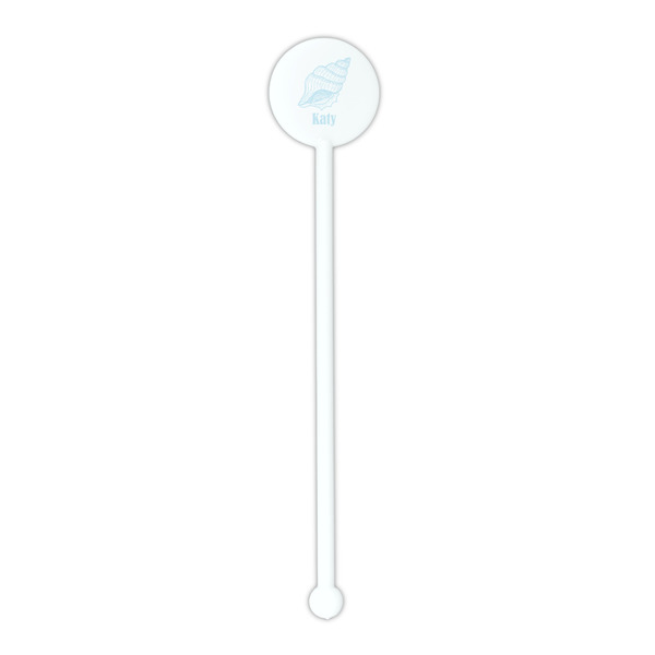 Sea-blue Seashells White Plastic 5.5" Stir Stick - Round - Single Stick