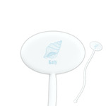 Sea-blue Seashells Oval Plastic Stir Sticks (Personalized)