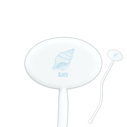 Sea-blue Seashells Oval Plastic Stir Sticks (Personalized)