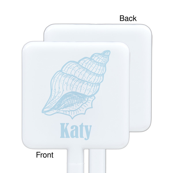 Sea-blue Seashells White Plastic Stir Stick - Single Sided - Square - Approval