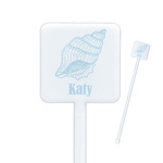 Sea-blue Seashells Square Plastic Stir Sticks (Personalized)