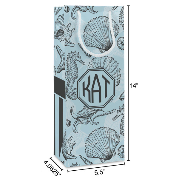 Sea-blue Seashells Wine Gift Bag - Dimensions