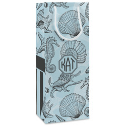 Sea-blue Seashells Wine Gift Bags - Gloss (Personalized)