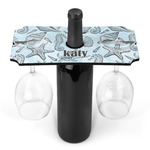 Sea-blue Seashells Wine Bottle & Glass Holder (Personalized)
