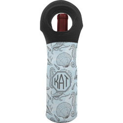 Sea-blue Seashells Wine Tote Bag (Personalized)