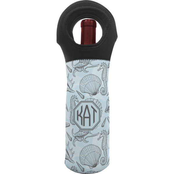 Custom Sea-blue Seashells Wine Tote Bag (Personalized)