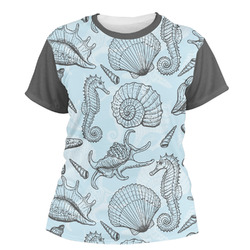 Sea-blue Seashells Women's Crew T-Shirt - X Large