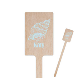 Sea-blue Seashells 6.25" Rectangle Wooden Stir Sticks - Double Sided (Personalized)