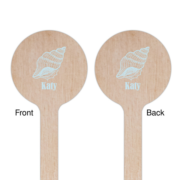 Sea-blue Seashells Wooden 7.5" Stir Stick - Round - Double Sided - Front & Back
