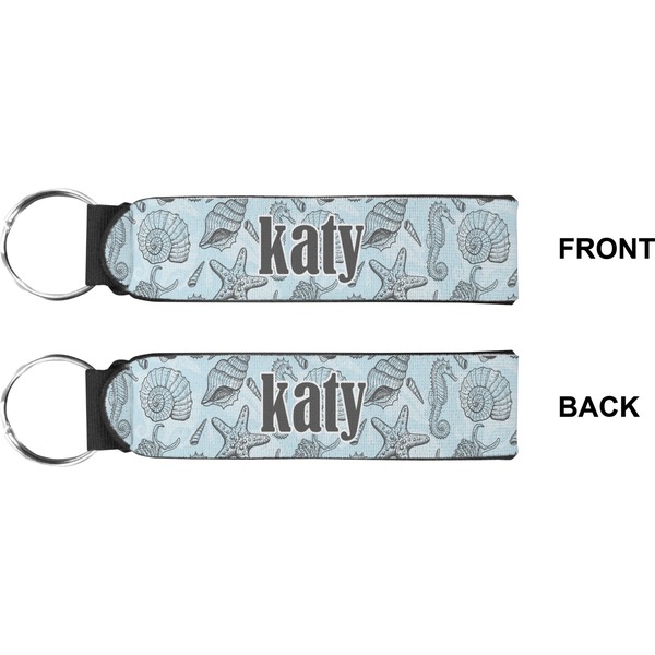 Sea-blue Seashells Wristlet (Front + Back)