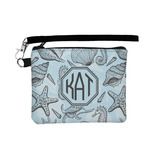 Sea-blue Seashells Wristlet ID Case w/ Monogram