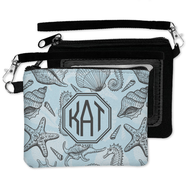 Sea-blue Seashells Wristlet ID Cases - MAIN
