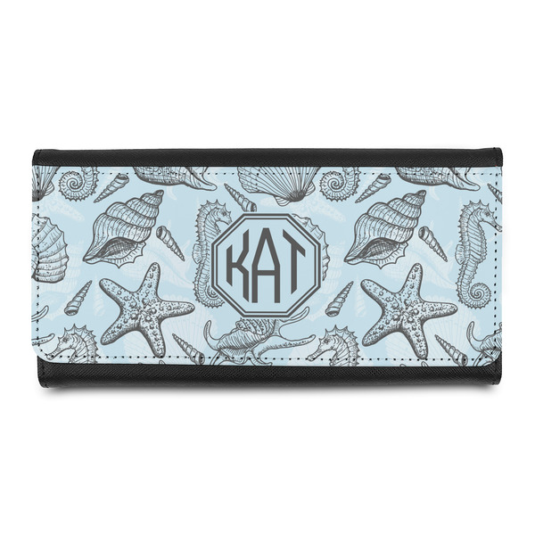 Custom Sea-blue Seashells Leatherette Ladies Wallet (Personalized)
