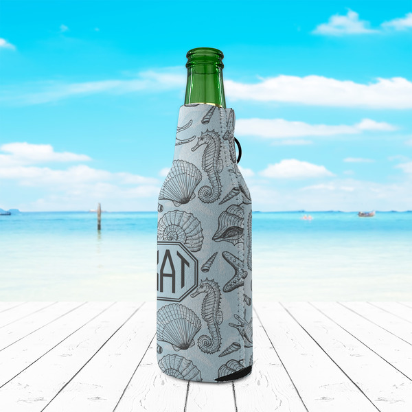 Sea-blue Seashells Zipper Bottle Cooler - LIFESTYLE