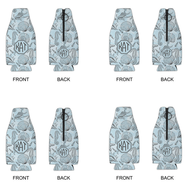 Sea-blue Seashells Zipper Bottle Cooler - Set of 4 - APPROVAL