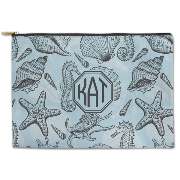 Custom Sea-blue Seashells Zipper Pouch (Personalized)