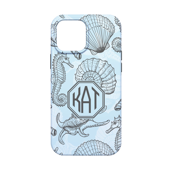 Sea-blue Seashells iPhone 13 Mini Tough Case - Back