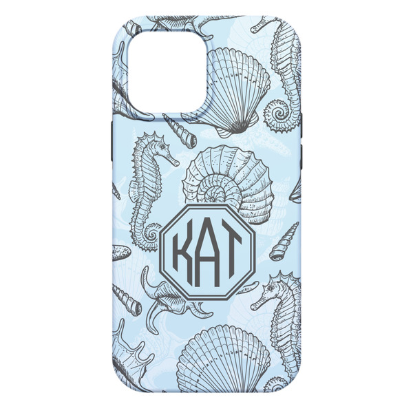 Sea-blue Seashells iPhone 13 Pro Max Tough Case - Back