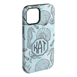 Sea-blue Seashells iPhone Case - Rubber Lined (Personalized)