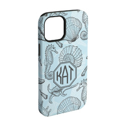 Sea-blue Seashells iPhone Case - Rubber Lined - iPhone 15 (Personalized)