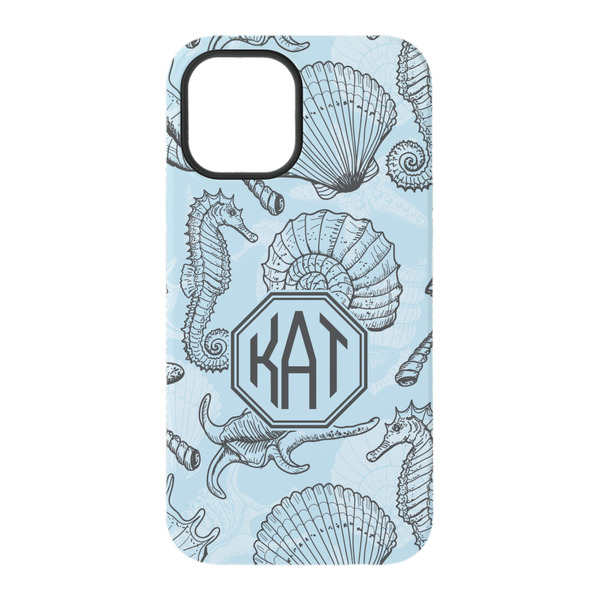 Sea-blue Seashells iPhone 15 Tough Case - Back