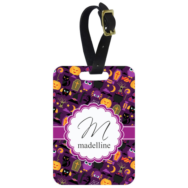 Custom Halloween Metal Luggage Tag w/ Name and Initial