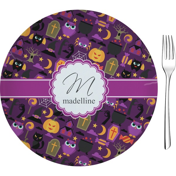 Custom Halloween Glass Appetizer / Dessert Plate 8" (Personalized)