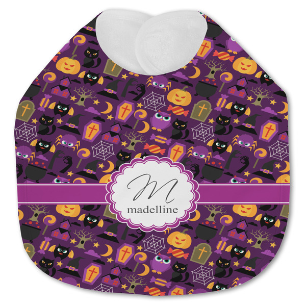 Custom Halloween Jersey Knit Baby Bib w/ Name and Initial