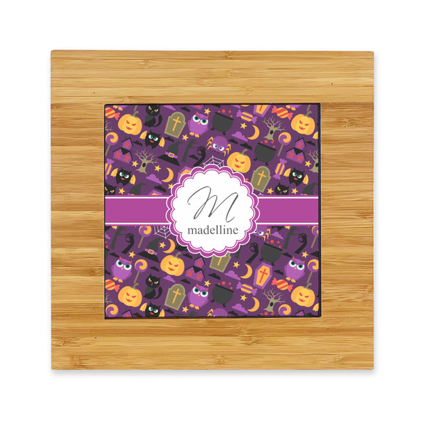 Custom Halloween Bamboo Trivet with Ceramic Tile Insert (Personalized)
