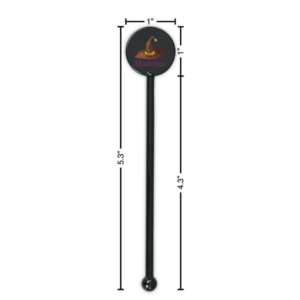 Halloween Black Plastic 5.5" Stir Stick - Round - Dimensions