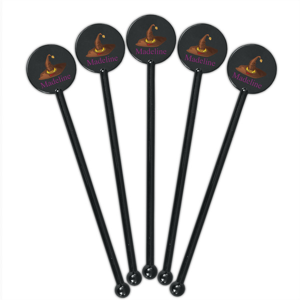 Halloween Black Plastic 5.5" Stir Stick - Round - Fan View