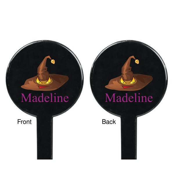 Halloween Black Plastic 7" Stir Stick - Double Sided - Round - Front & Back