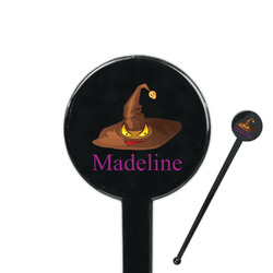 Halloween 7" Round Plastic Stir Sticks - Black - Single Sided (Personalized)