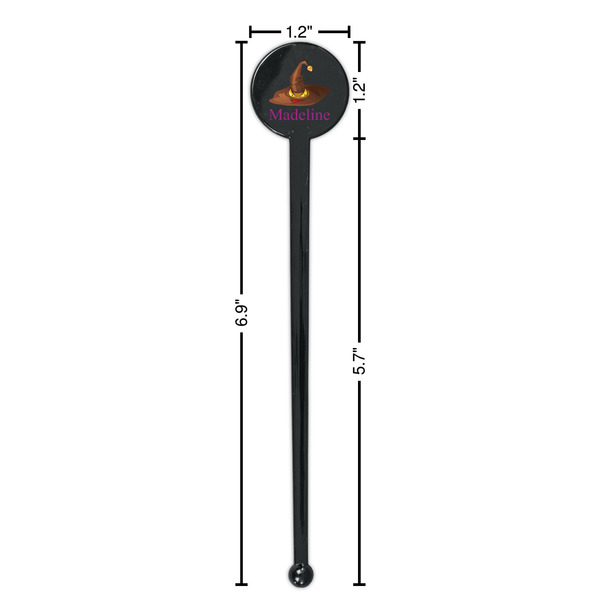 Halloween Black Plastic 7" Stir Stick - Round - Dimensions