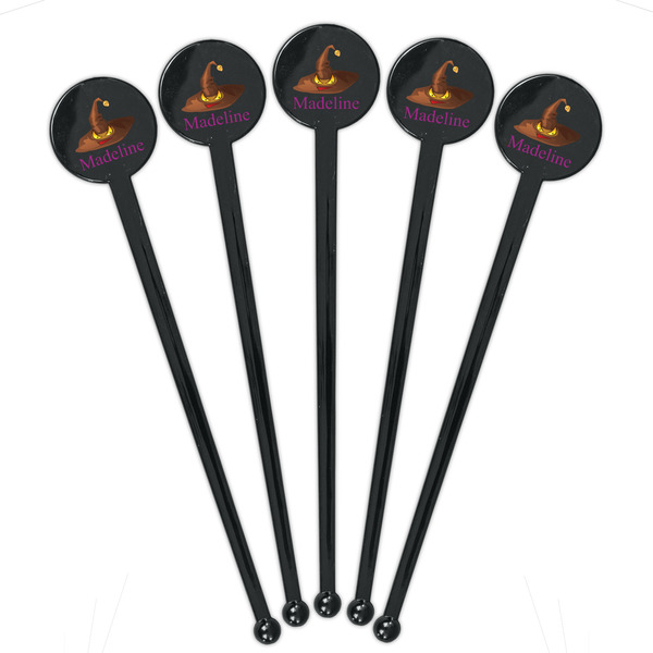 Halloween Black Plastic 7" Stir Stick - Round - Fan View