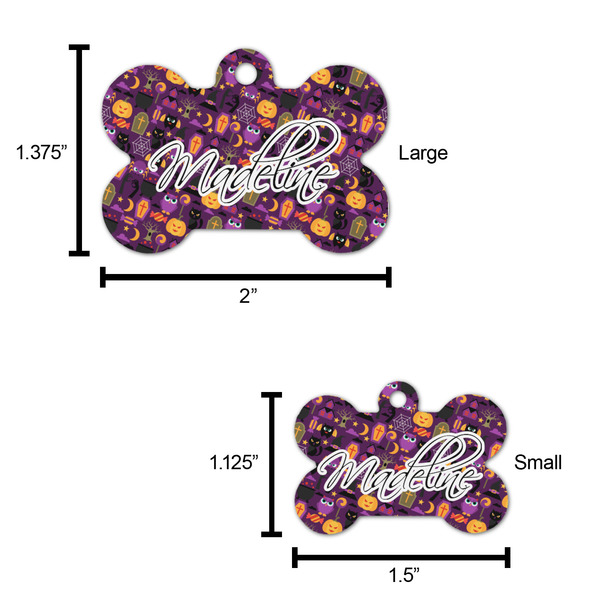 Halloween Bone Shaped Dog ID Tag - Large - Scale