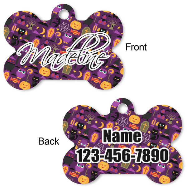 Halloween Bone Shaped Dog Tag - Front & Back