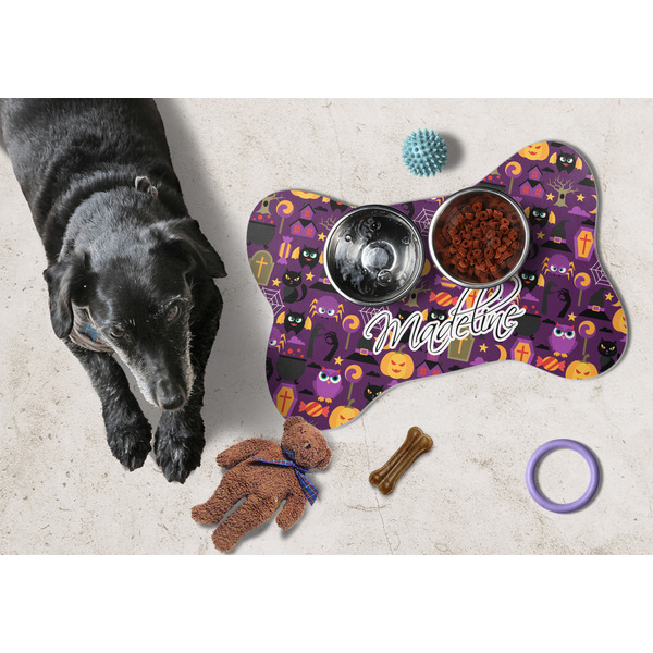 Halloween Bone Shaped Mat w/ Food & Water