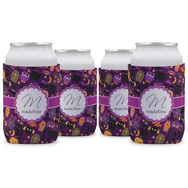 Custom Halloween Can Cooler (12 oz) - Set of 4 w/ Name and Initial