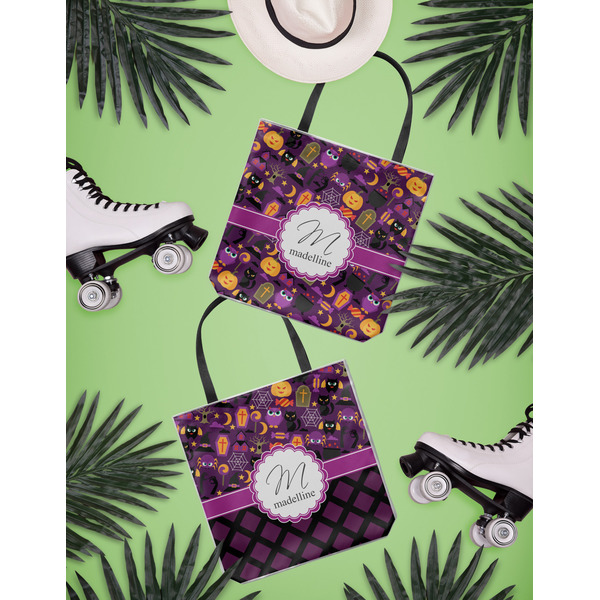 Halloween Canvas Tote Lifestyle Front and Back- 13x13